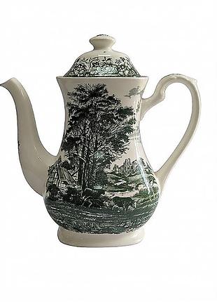 Винтажный, изысканный и качественный фарфоровый чайник romantic england ironstone j. & g. meakin england с крышкой