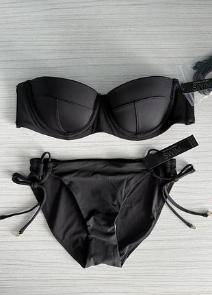 Купальник роздільний чорний victoria’s secret топ 32b (70б), плавки xs. вікторія сікрет