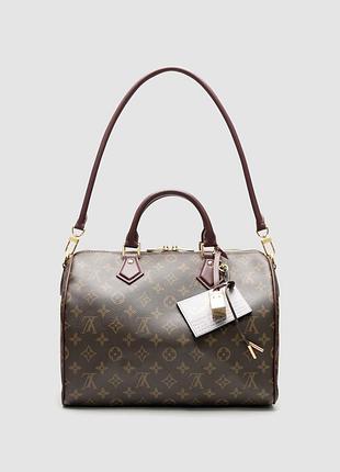 Шкіряна шоколадна сумка speedy  30 канва люкс якість шкіра