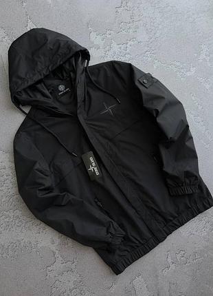 Чоловіча спортивна куртка (вітрівка) stone island з чорним патчем на весна / літо / осінь s / m / l / xl / xxl