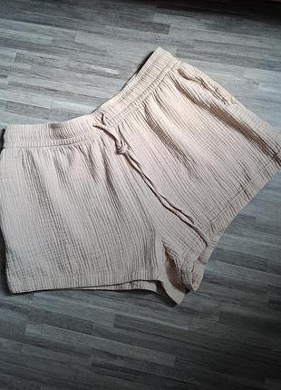 Муслиновые бежевые короткие шорты h&amp;m