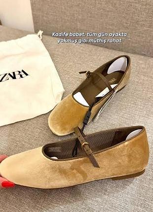 Жіночі оксамитові балетки з пряжкою zara розмір 39