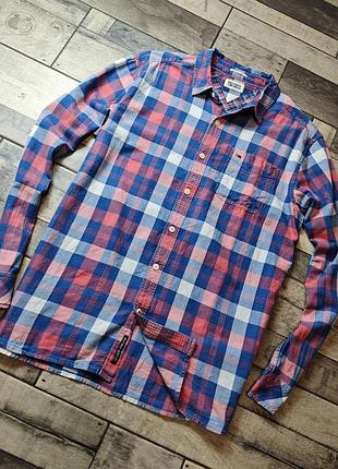 Чоловіча картата сорочка tommy hilfiger denim виготовлена зі 100% бавовни розмір l