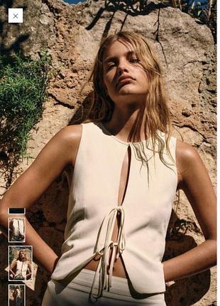 Бежевий топ-жилет на зав’язках zara