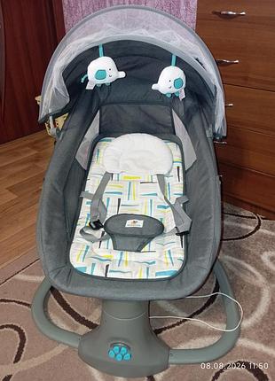 Укачивающий центр-шезлонг mastela deluxe multi (модель 8104/8105) в сером цвете с функцией автоматического укачивания и москитной сеткой 5