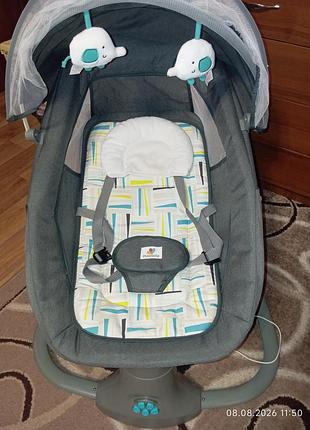 Укачивающий центр-шезлонг mastela deluxe multi (модель 8104/8105) в сером цвете с функцией автоматического укачивания и москитной сеткой 6