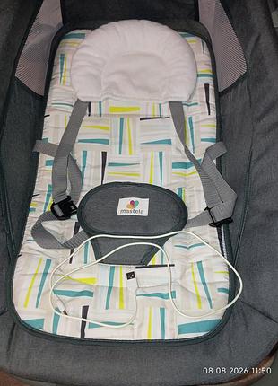 Укачивающий центр-шезлонг mastela deluxe multi (модель 8104/8105) в сером цвете с функцией автоматического укачивания и москитной сеткой 9