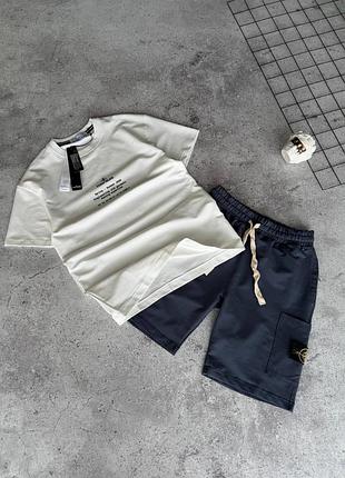 Чоловічий комплект футболка+шорти stone island