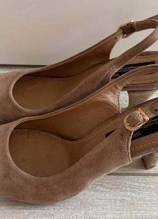Нюдові замшеві босоніжки slingback shoes&more  на підборах рюмочка 21-21,5 см