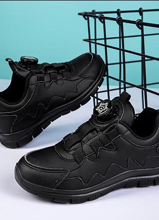 Кроссовки 🖤 механическая застежка-диск 👟 черные кроссовки 38 размер (стелька 24.5 см) ⚡ легкие спортивные кеды без шнуровки