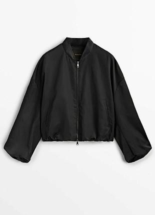 Massimo dutti чорна куртка-бомбер, s