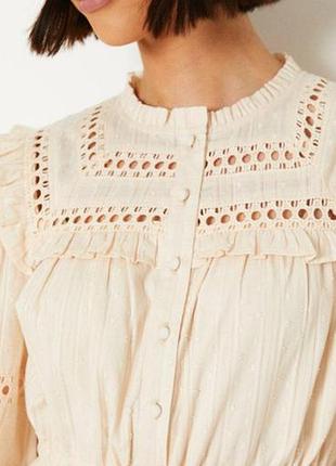 Oasis dobby cotton trim insert mini dress у бежевому кольорі