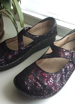 Alegria dayna red metallic — круті шкіряні, ортопедичні туфлі, мокасини р. 41 - 27см