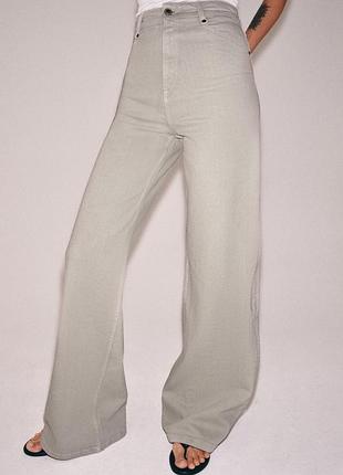 Джинси zw collection wide leg із високою посадкою від zara