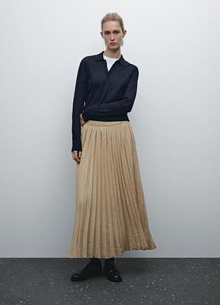 Плиссированная юбка миди massimo dutti