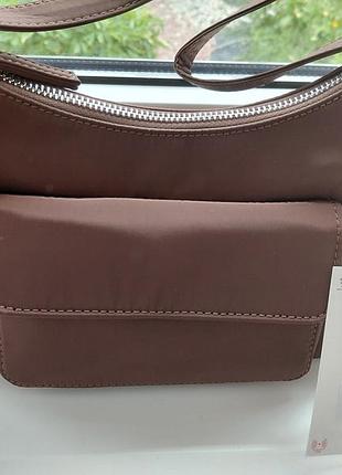 Женская сумка коричневая с карманами bershka