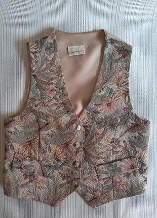 Вінтажний гобеленовий жилет dorothy perkins (80s/90s) розмір xs-s