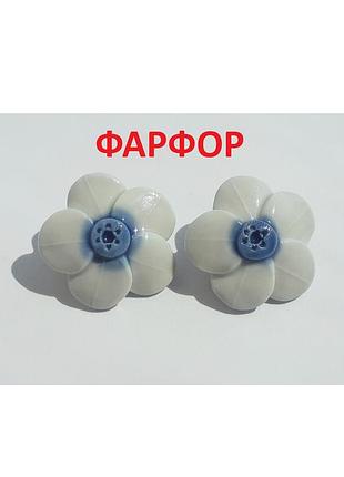 Винтажные красивые, редкие клипсы фарфор (бижутерия чехословакия)