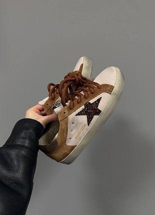 😍 женские кроссовки golden goose | superstar light beige / brown suede premium (2)