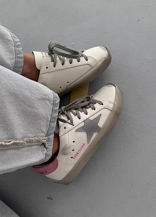 😍 женские кроссовки golden goose | white / grey / pink premium (6) 🩷