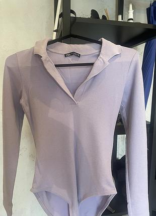 Боді з комірцем поло zara