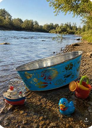 Вінтаж! 🫧🐠 норма таллінський завод іграшок 1970-ті дитяча ванночка жестяна для ляльки з рибками металева радянська срср
