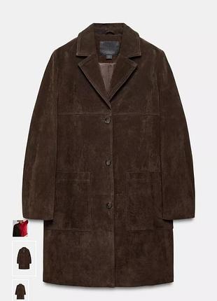 Пальто из 100% замшевой кожи zara