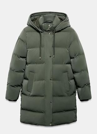 Удлиненная куртка анорак zara из прорезиненной ткани windproof