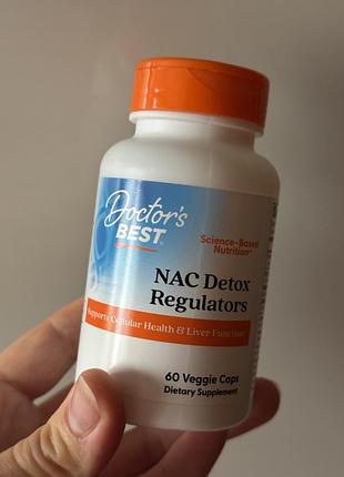 Дієтична добавка doctor's best nac detox regulators, що містить n-ацетилцистеїн, селен та молібден.