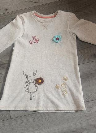 Тепле трикотажне сукня-туніка mothercare з вишивкою — розмір 4-5 років (104-110 см)