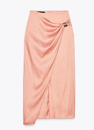 Персикова спідниця міді zara