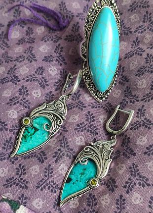 Сережки з хризоколлою "пісня моря "