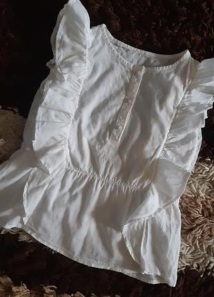 Белая хлопковая блуза h&amp;m для девочки.