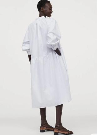 Белое платье-рубашка с широкими рукавами h&amp;m