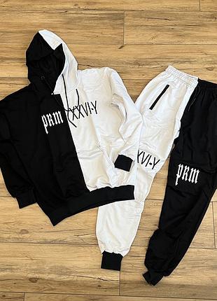 Костюм спортивний чоловічий l/xl чорно білий