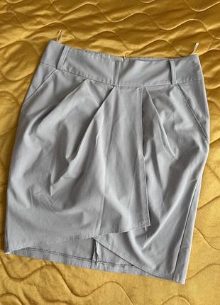 Спідниця світло-сіра з імітацією запаху розмір  l xl 48 50