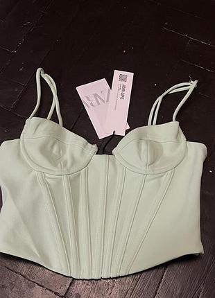 Топ-корсет zara, мʼятний колір xs-s