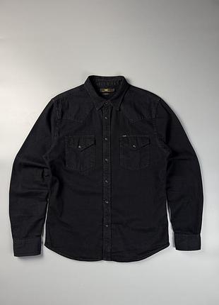 Чорна джинсова сорочка lee western shirt slim fit (l)