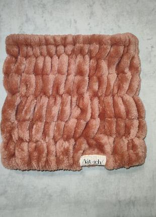 Плюшевая повязка для спа и макияжа kitsch extra wide spa headband (dusty rose)