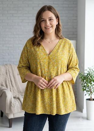 Блуза вільного крою в квітковий принт 2xl 3xl