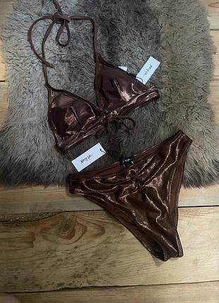 Купальник коричневий металік nasty gal