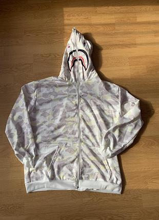 Зіп-худі унісекс bape білого кольору,розмір l