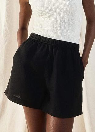 Чорні лляні жіночі шорти h&m xs 🛍️1+1=3🛍️