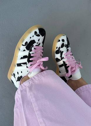 😍 женские кроссовки adidas samba | pink laces / cow print (1)