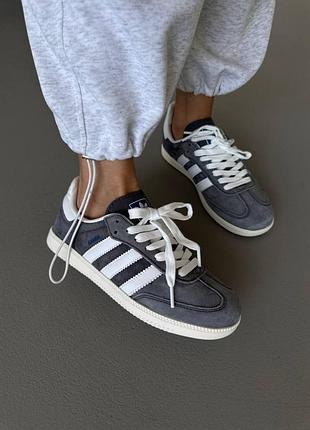 😍 женские кроссовки adidas samba | grey suede / white sole (3)