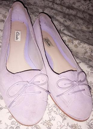 Замшеві балетки clarks (оригінал), ніжний ліловий колір 38р (5)