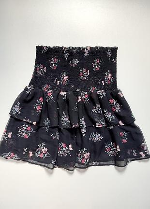 Чорна шифонова спідниця h&m