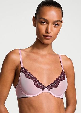 Сетчатый бюстгальтер demi без подкладки с кружевной отделкой. victoria’s secret. оригинал 🇺🇸