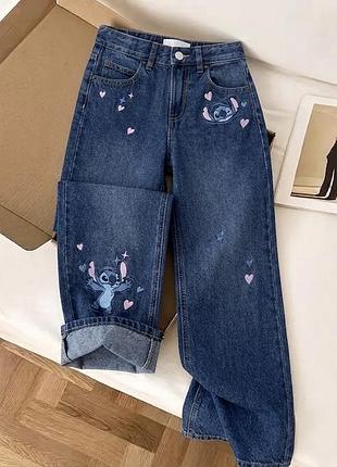 Джинси для дівчинки zara stich 158, джинсы девочке zara wide leg стич