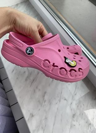 Оригінальні дитячі сабо crocs baya clog у рожевому кольорі j1 (32-33)